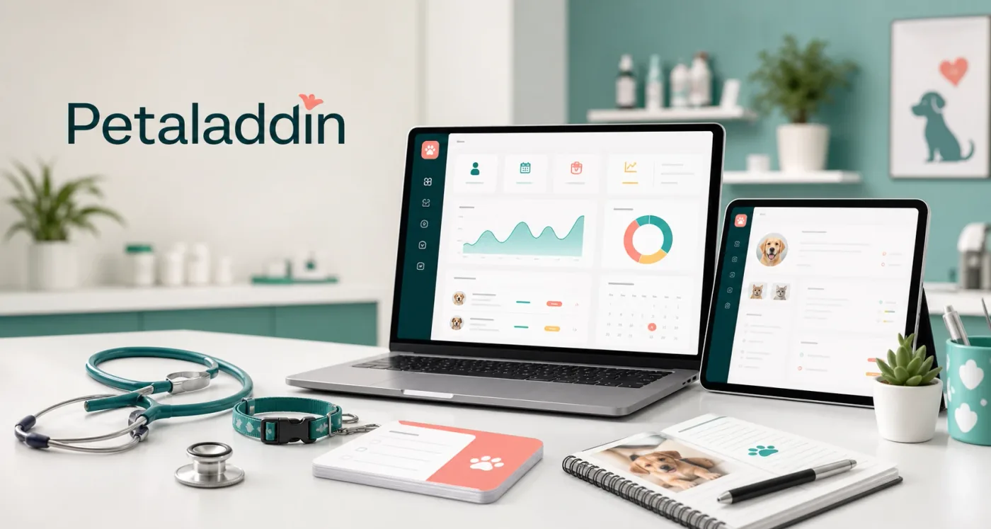PetAladdin veterinary practice management software dashboard for secure clinic workflows and role-based access